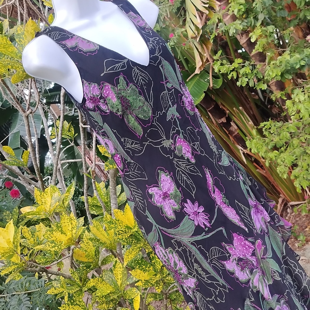 '90s Vintage Silk Maxi Tank Dress Size Small, Eva Blue Designer - Picture 5 of 11